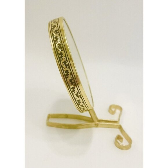 VINTAGE Vanity Mirrors Handheld/ Standing & Ditsy Floral Compact Japan Gold Tone - Picture 5 of 9